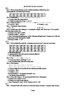 Đề ôn tập thi học kì I môn Toán Lớp 7